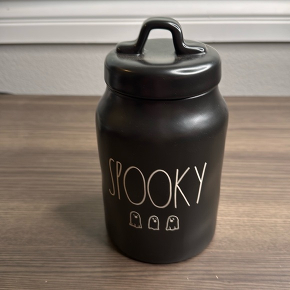 Rae Dun Black Spooky Ghosts Halloween Canister - Picture 1 of 5
